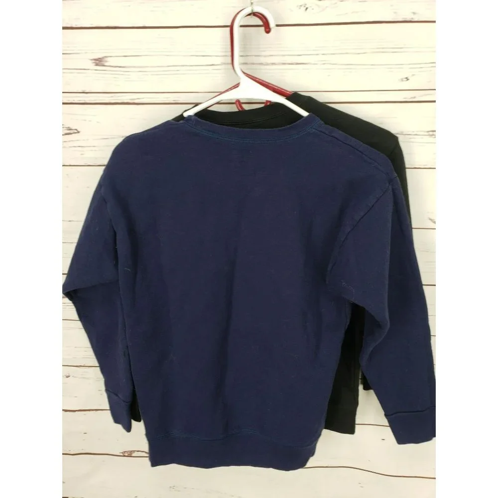 Girls Sweatshirt Black & NAVY BLUE‎ CREW NECK  HANES SOFT SWEATS Size Large Set